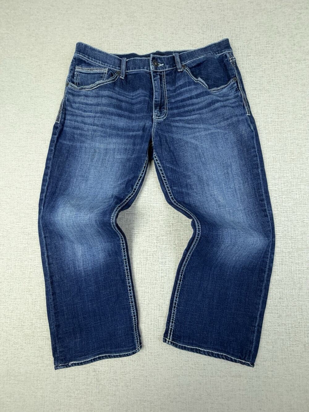 BKE Jake Jeans Men’s 36x25 Blue Stretch Straight Leg Denim 36x30 Altered